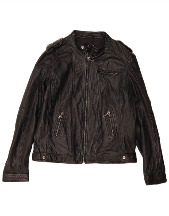 Jaqueta feminina básica de couro PIMKIE Reino Unido 16 grande couro preto