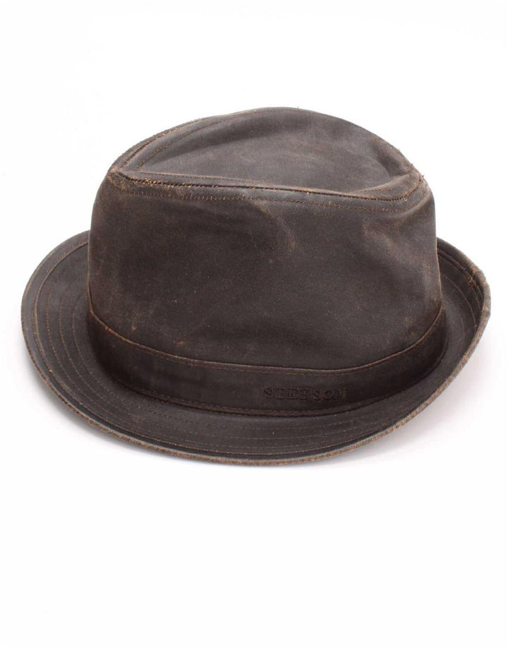 Chapéu Fedora Masculino de Algodão Encerado Stetson Marrom Médio