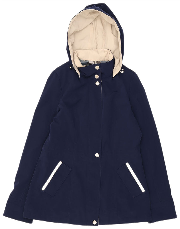 Jaqueta corta-vento feminina Nautica com capuz Reino Unido 14 poliéster azul marinho médio