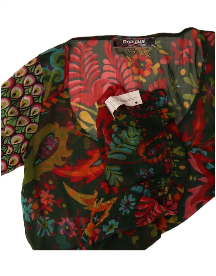 Blusa feminina manga comprida Desigual Top UK 10 pequena paisley multicolorida
