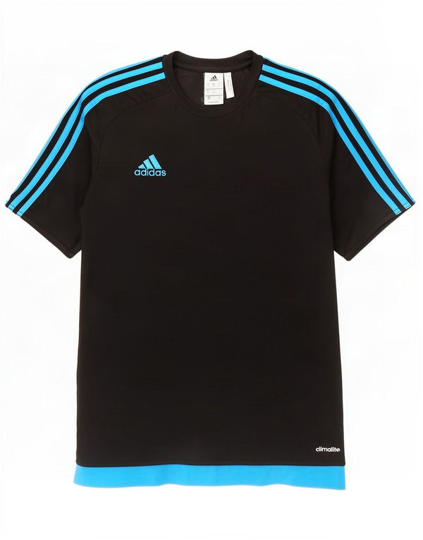 Adidas Mens Climalite Camiseta Top Pequeno Preto Colorblock Poliéster