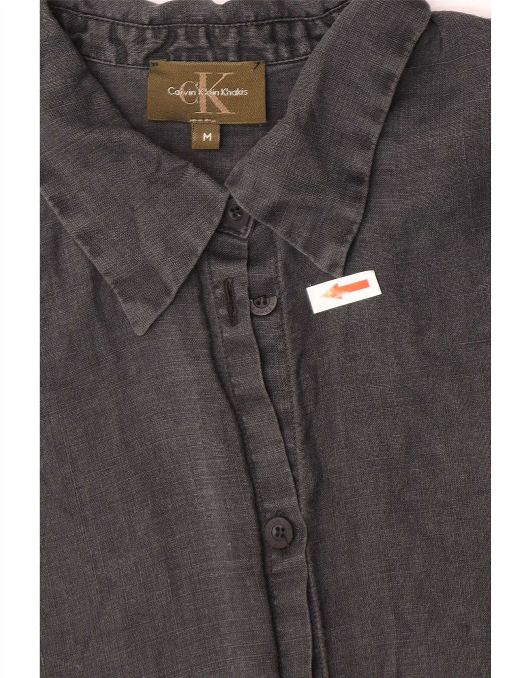 Calvin Klein Camisa cáqui feminina UK 12 linho cinza médio