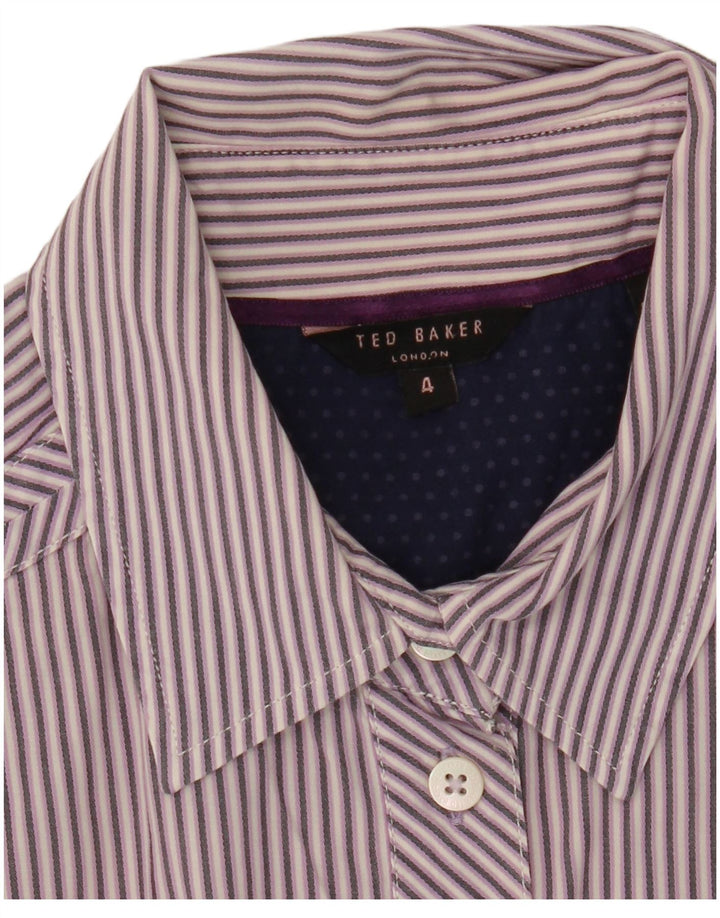 Camisa feminina Ted Baker tamanho 4 grande listrada roxa