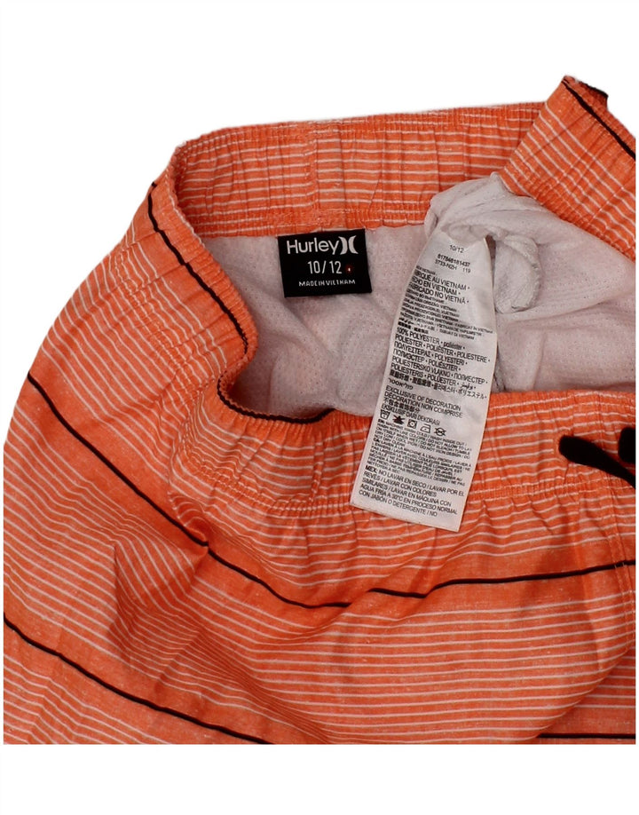 Shorts de natação HURLEY para meninos 10-11 anos poliéster listrado laranja