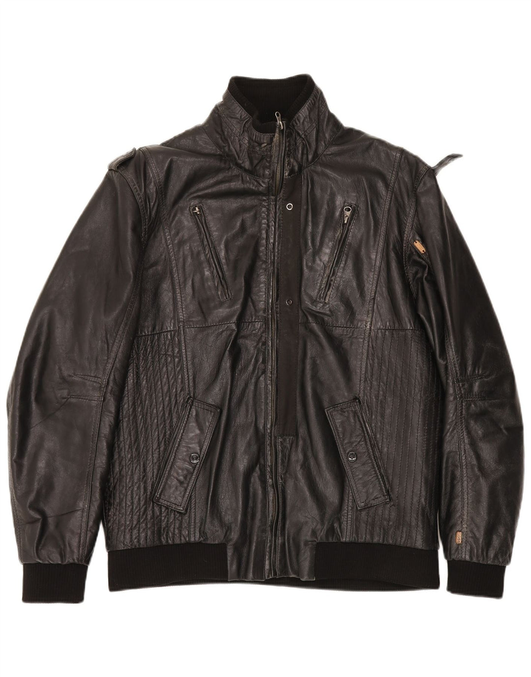 Jaqueta de couro masculina vintage UK 42 XL couro preto