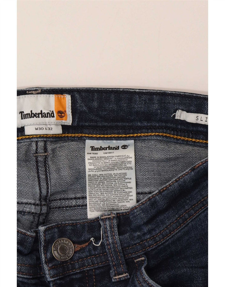 Timberland Mens Slim Jeans W30 L32 Azul Marinho Algodão