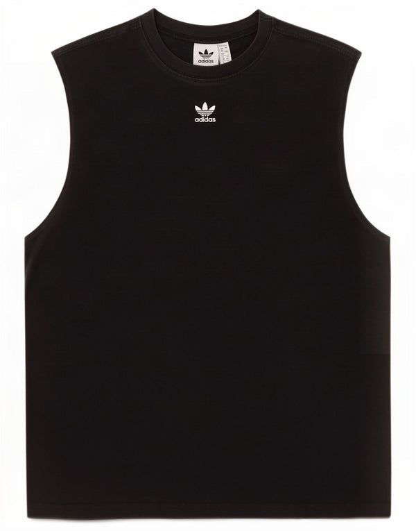 Adidas Womens Vest Top UK 12 Médio Algodão Preto