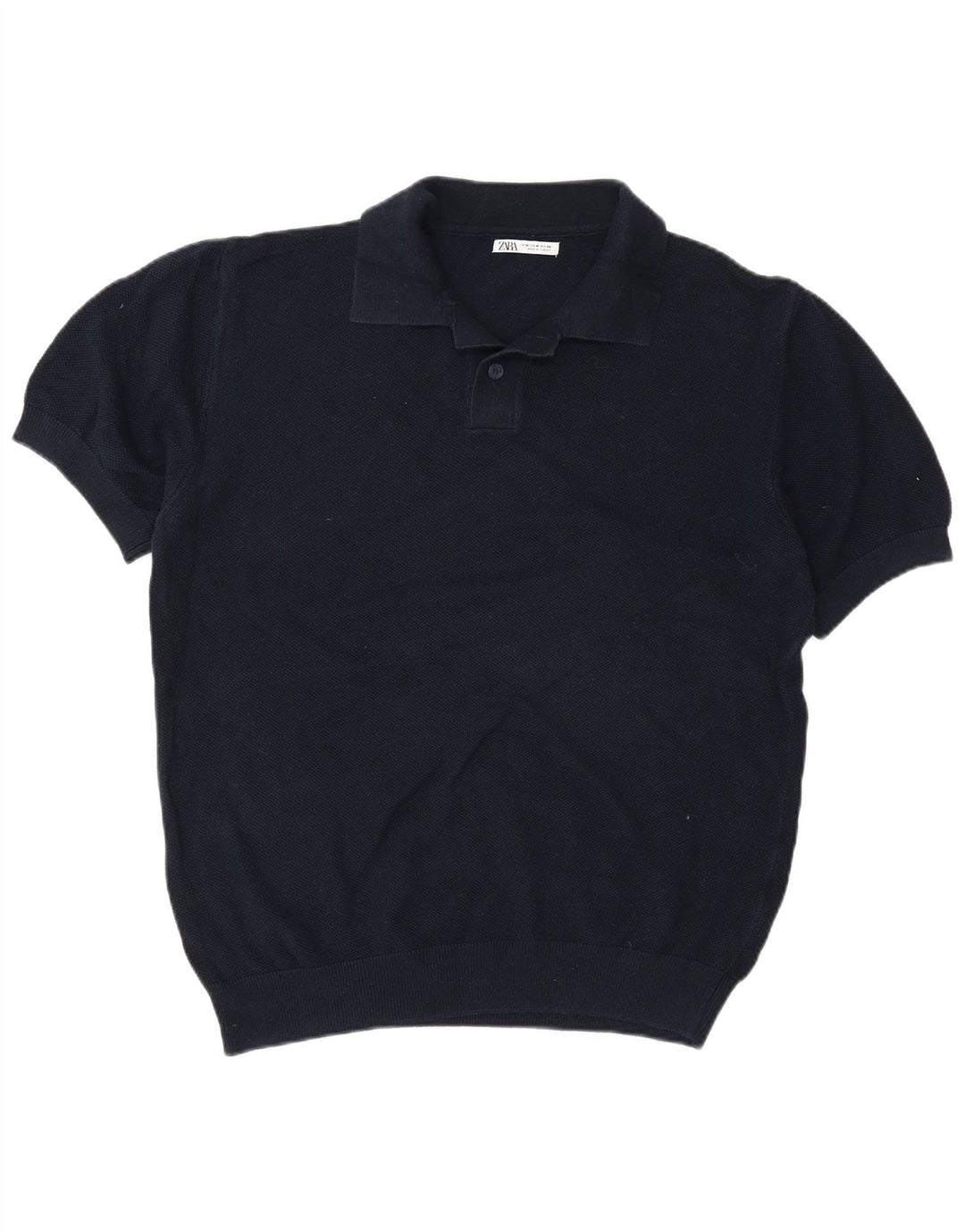 Zara Camisa polo masculina média azul marinho