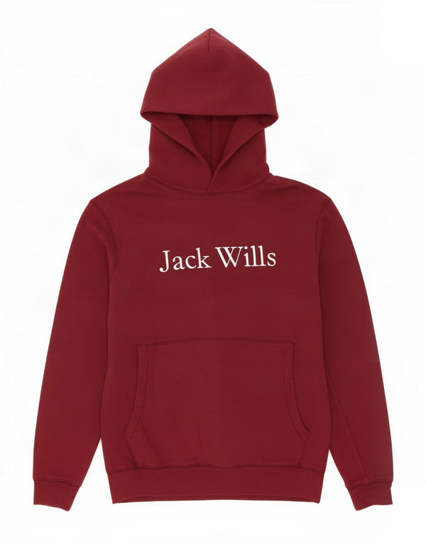 Jack Wills Mens Graphic Hoodie Jumper XS Burgundy Cotton
