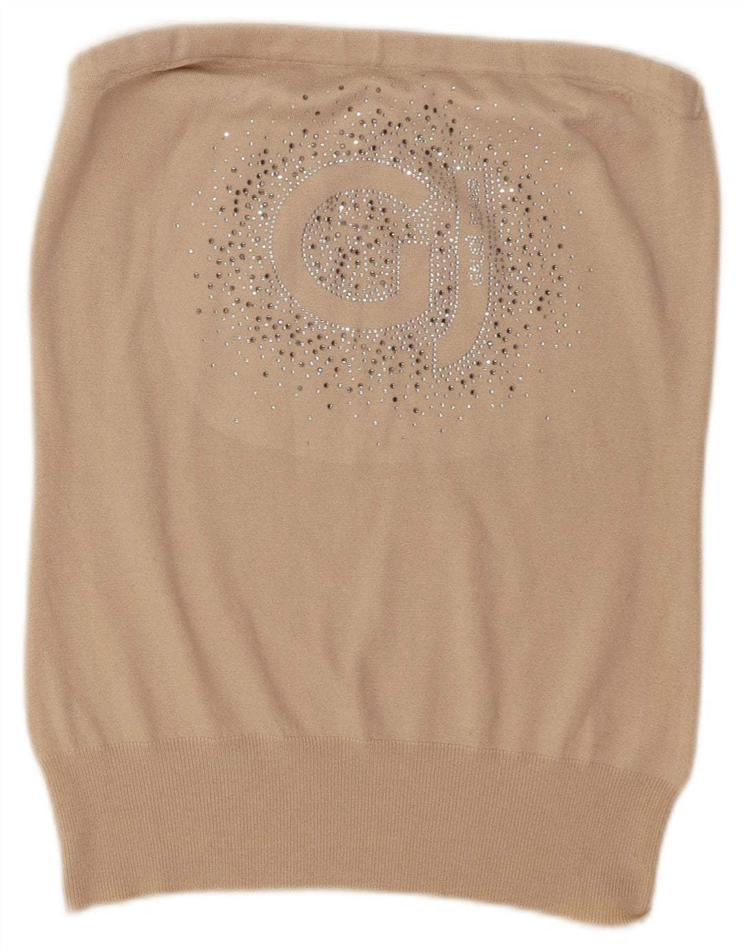 Top Gaudi Feminino Crop Gráfico Sem Alças Reino Unido 14 Grande Poliéster Bege
