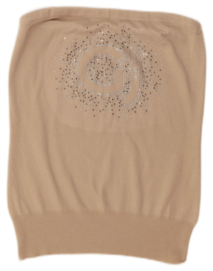 Top Gaudi Feminino Crop Gráfico Sem Alças Reino Unido 14 Grande Poliéster Bege