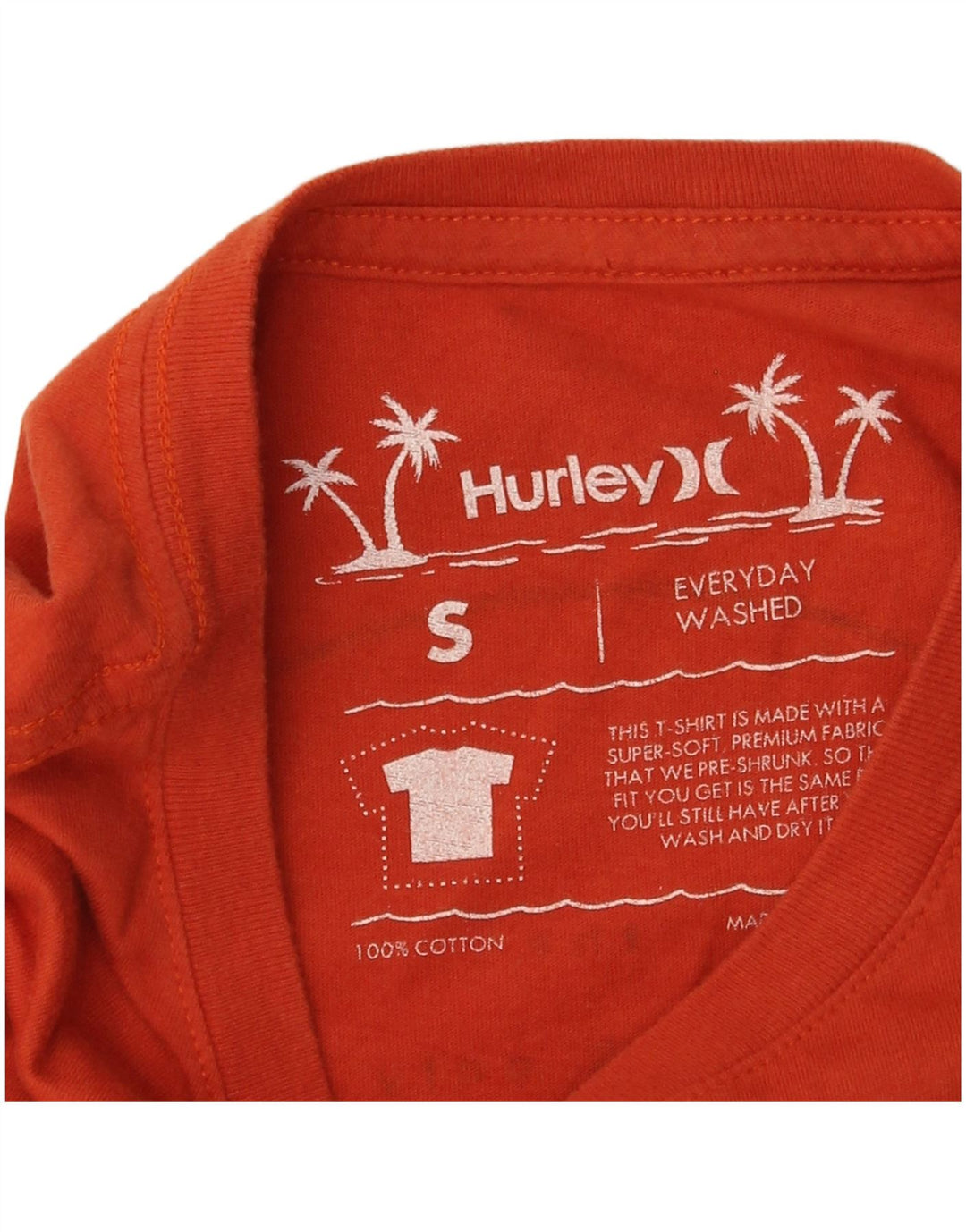 Camiseta masculina HURLEY com estampa gráfica pequena de algodão laranja