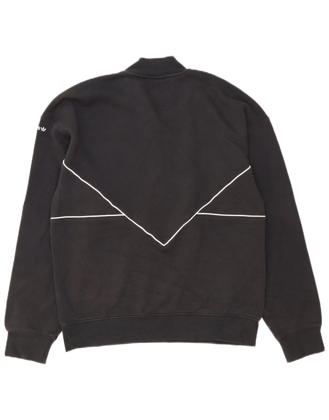 Adidas Mens Zip Neck Moletom Jumper Médio Algodão Preto