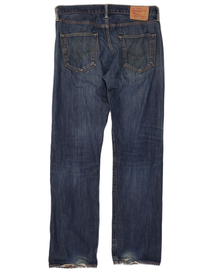 Calça Jeans Levis Masculina 501 Distressed Straight W32 L32 Azul Algodão