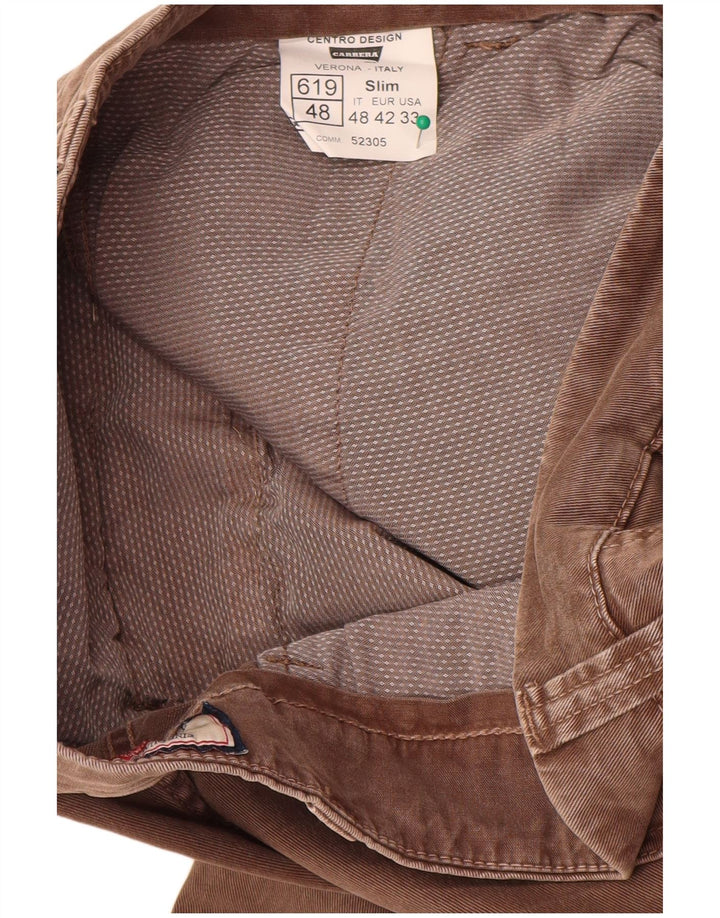 Calça Carrera Masculina Slim Cargo IT 48 Médio W33 L32 Algodão Marrom