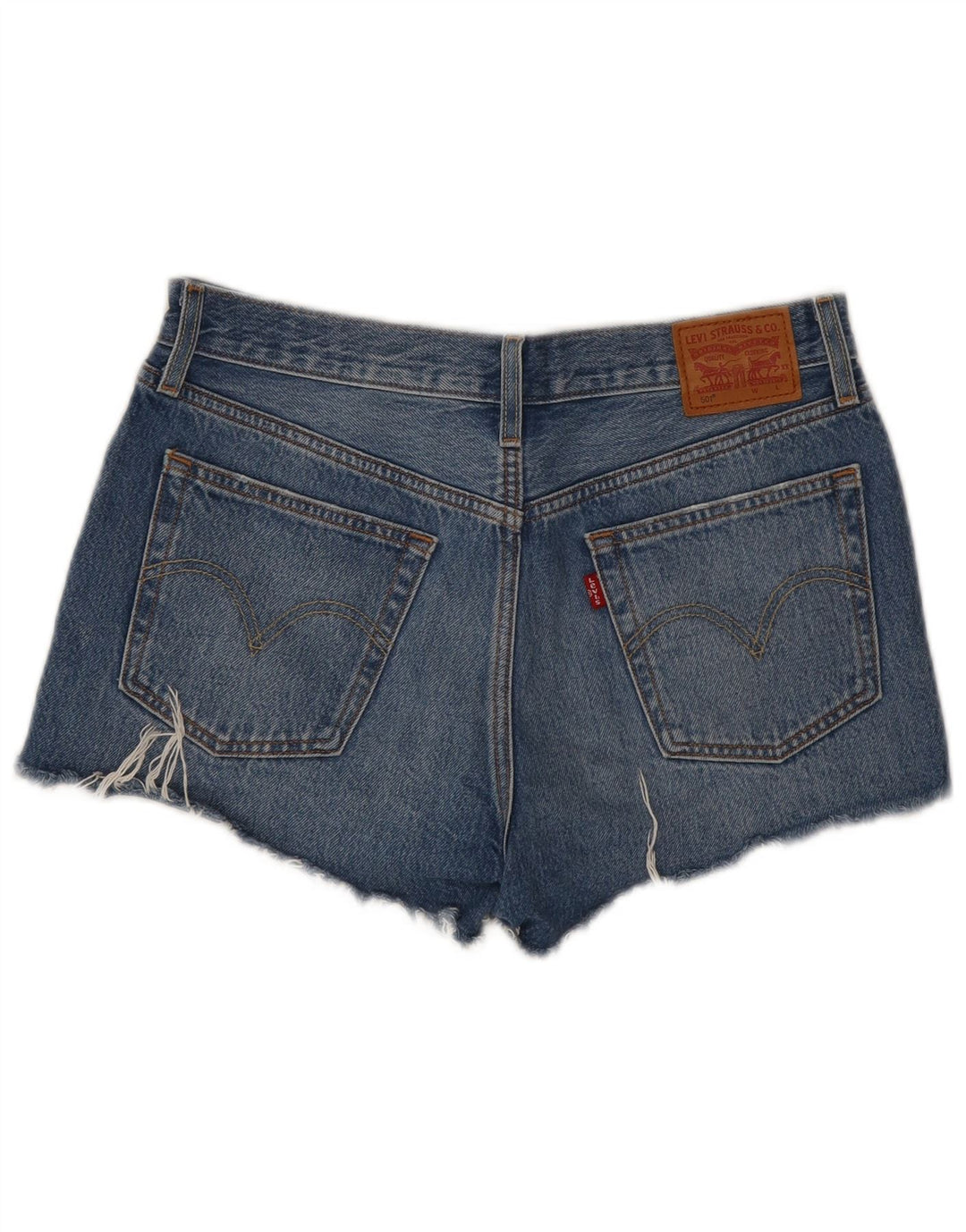 Shorts jeans feminino 501 desgastado da LEVI'S W28 azul médio
