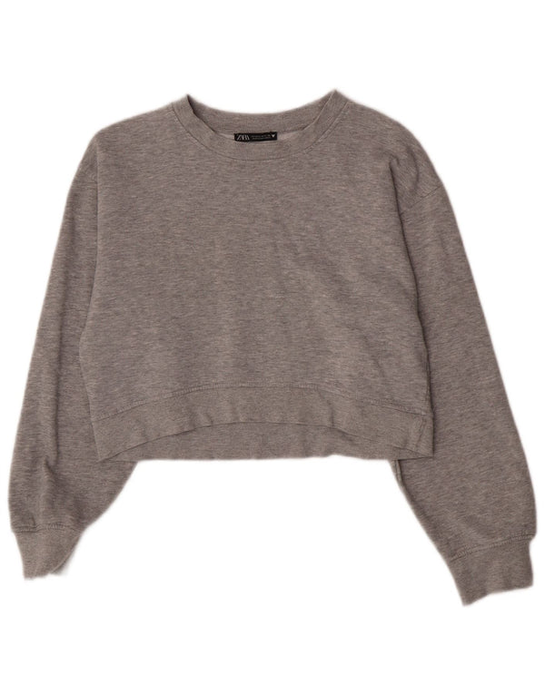 Zara Womens Crop Sweatshirt Jumper Reino Unido 12 Médio Cinza