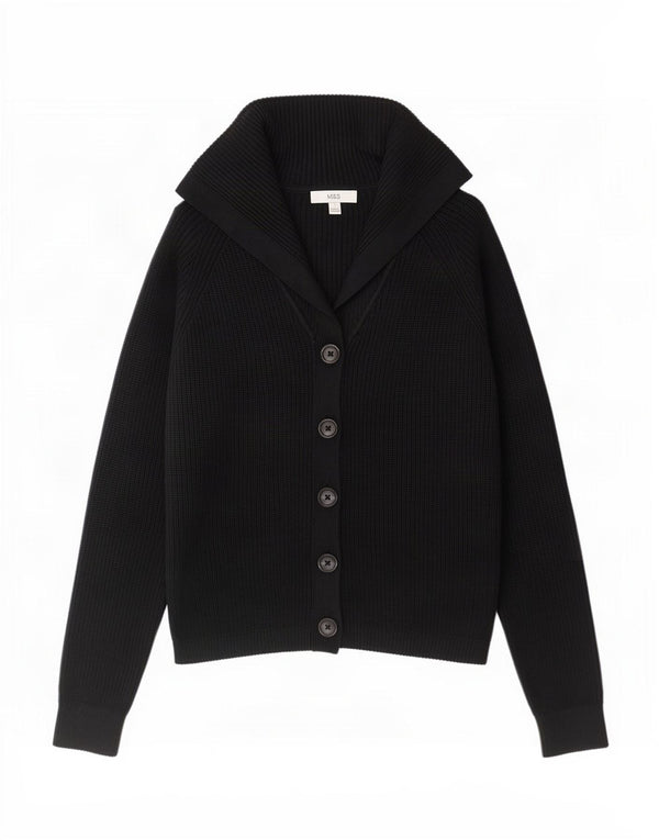 Suéter cardigã feminino Marks & Spencer Reino Unido 16 grande viscose preta