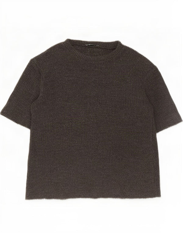 Camiseta feminina grande Zara UK 10 pequena cinza