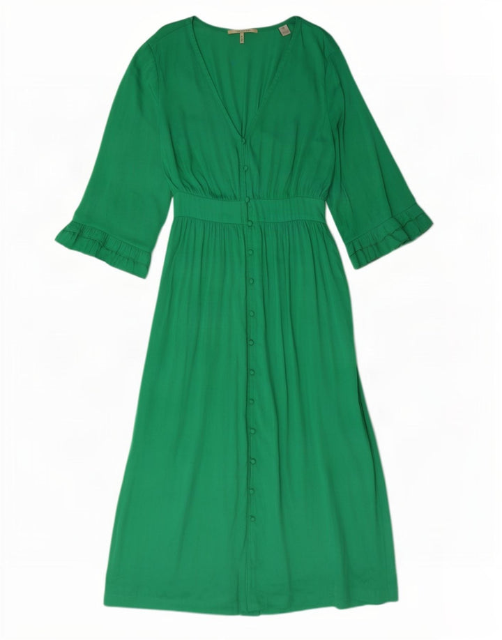Vestido maxi feminino Scotch & Soda manga 3/4 Reino Unido 14 poliéster verde médio