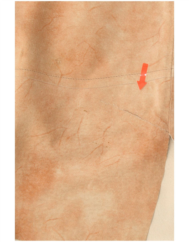 HELLINE Saia assimétrica feminina Reino Unido 14 grande W30 couro bege tie-dye