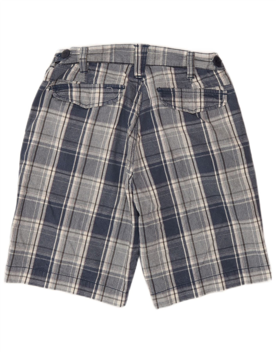 Shorts Chino Masculino Outsider W30 Algodão Xadrez Azul Médio