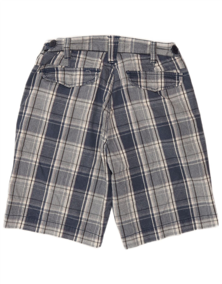 Shorts Chino Masculino Outsider W30 Algodão Xadrez Azul Médio