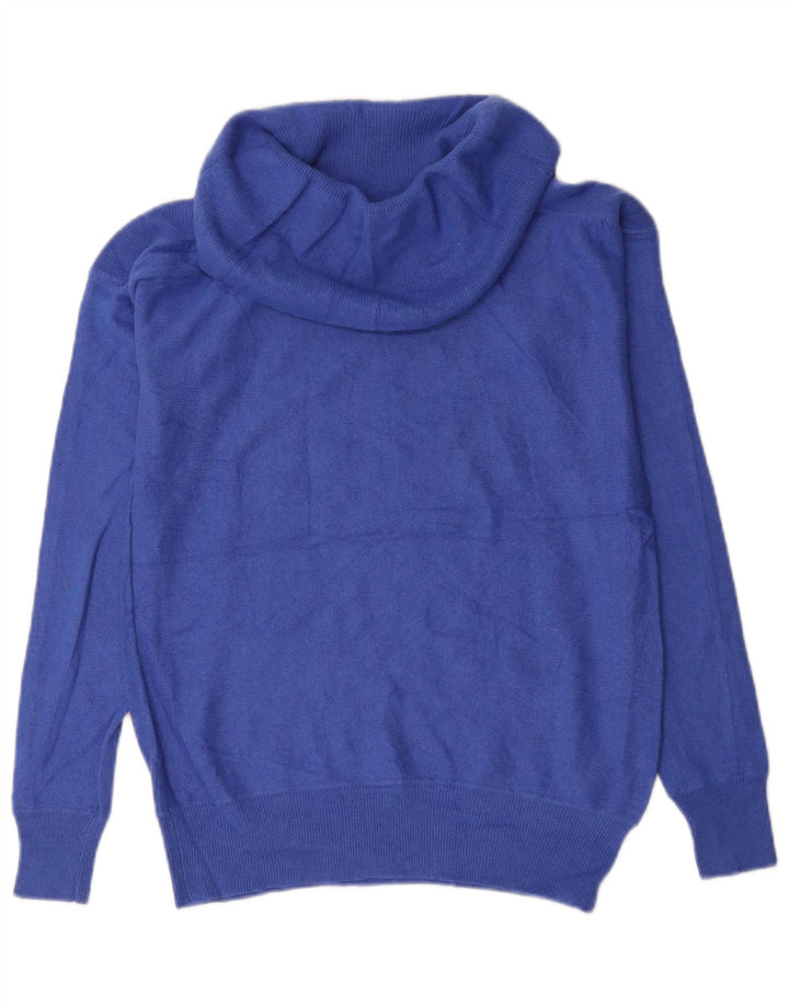 Suéter feminino Reiss com gola alta e gola alta Reino Unido 10 viscose azul pequena