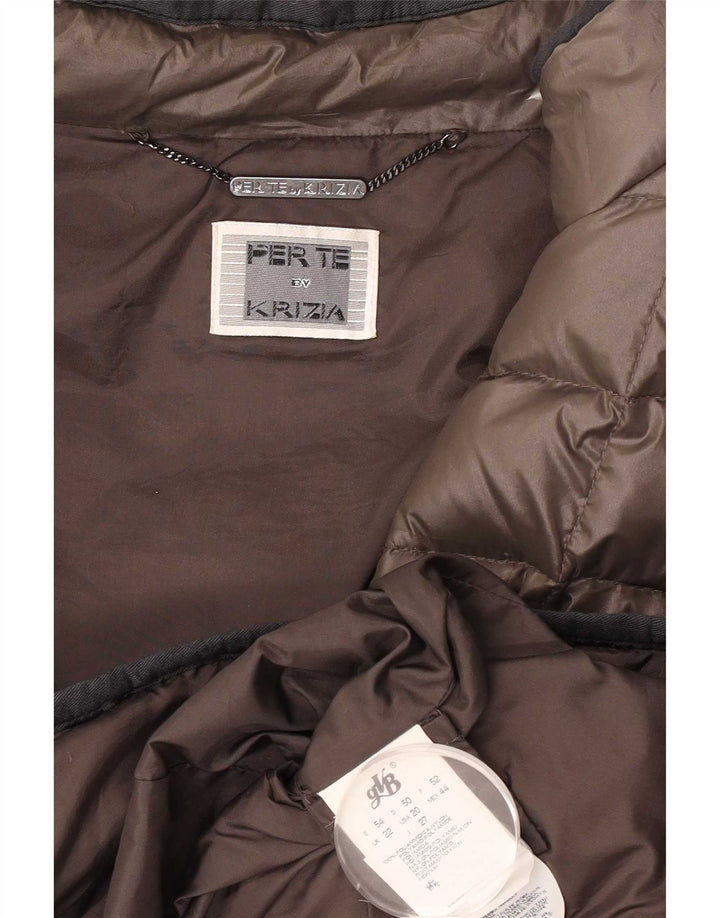 Jaqueta acolchoada feminina Perte by Krizia UK 22 3XL marrom poliamida