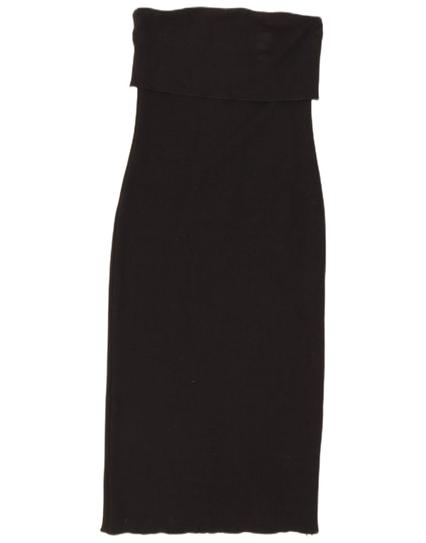Zara Vestido feminino sem alças UK 12 Viscose preto médio