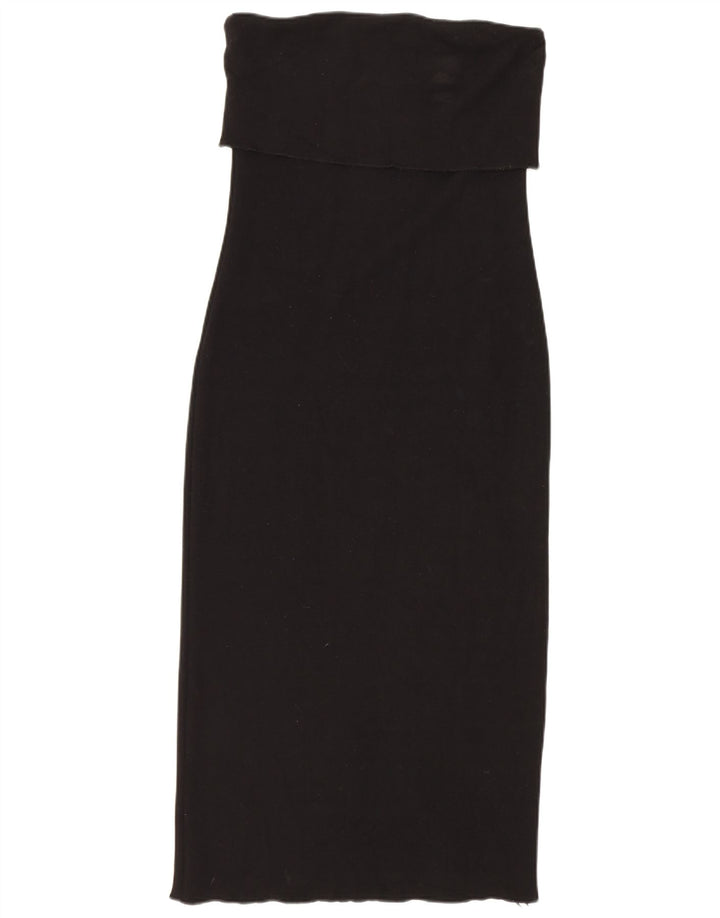 Zara Vestido feminino sem alças UK 12 Viscose preto médio