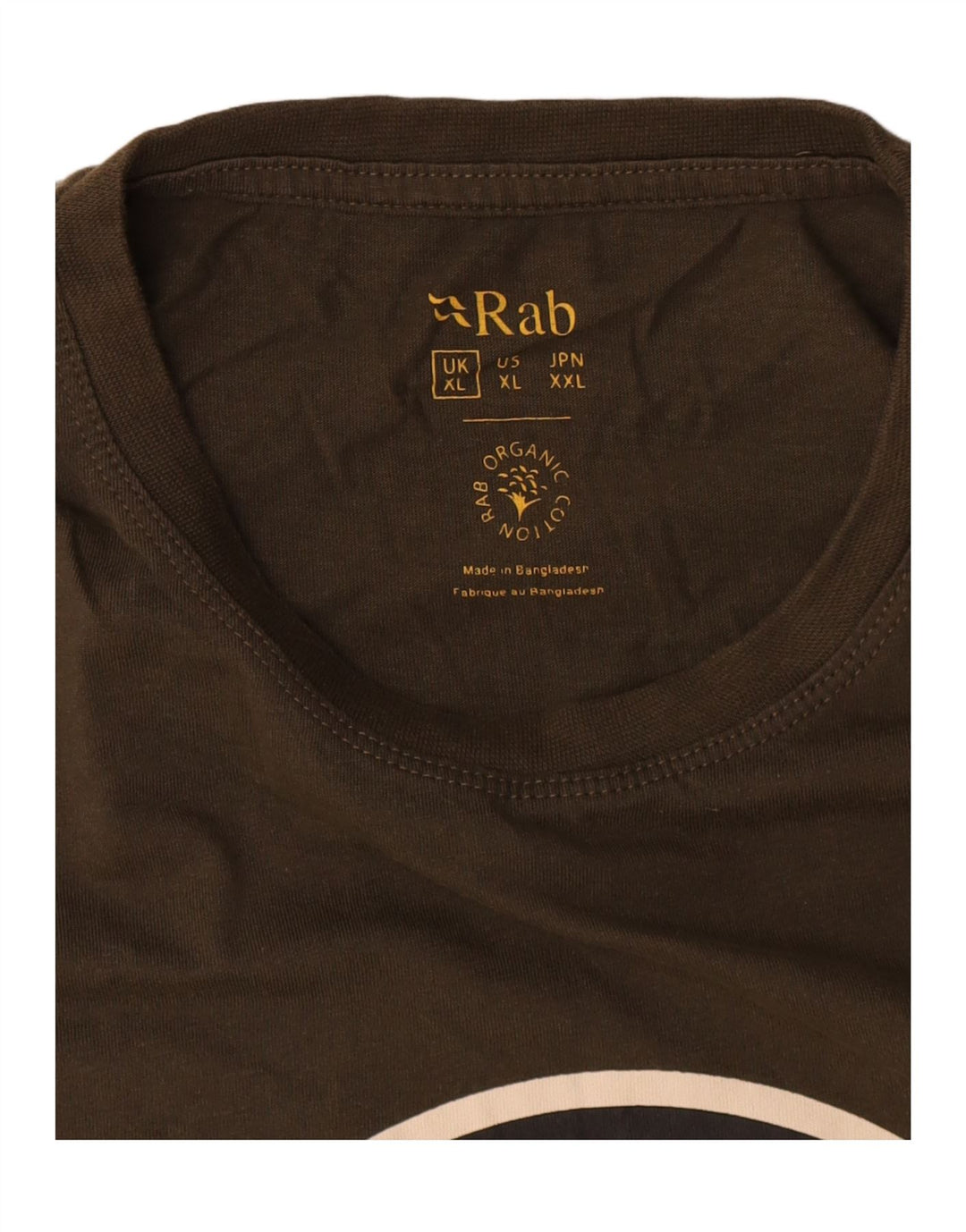 Camiseta gráfica masculina Rab XL algodão cáqui
