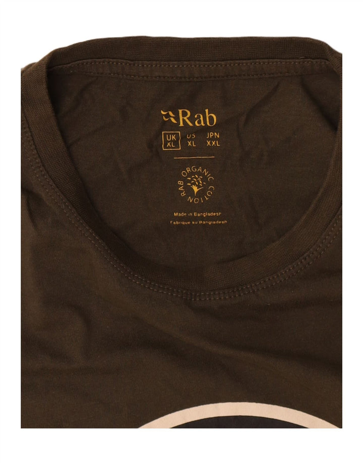Camiseta gráfica masculina Rab XL algodão cáqui