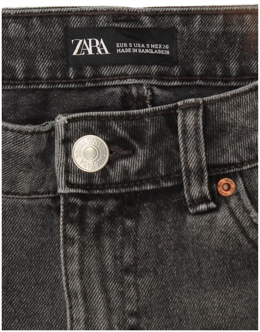 Mini saia jeans feminina Zara pequena W26 algodão preto