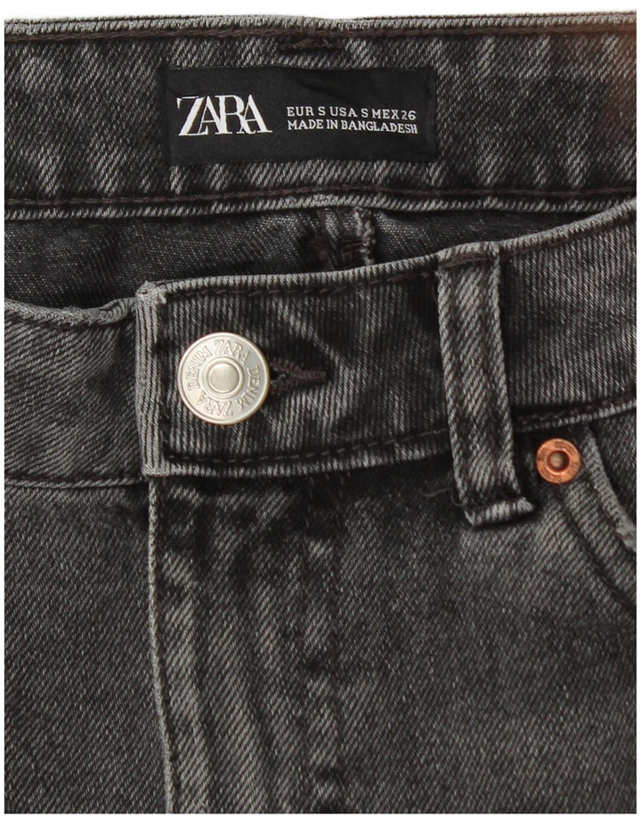 Mini saia jeans feminina Zara pequena W26 algodão preto
