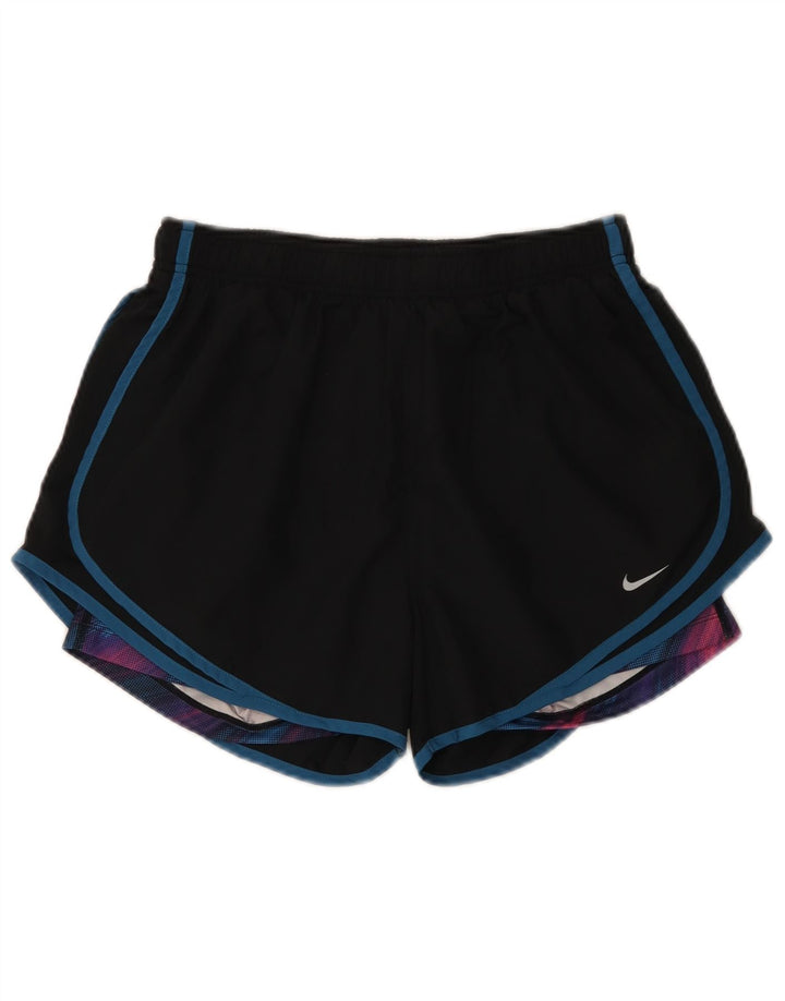 Shorts esportivos femininos Nike Dri Fit UK 14 grande poliéster preto