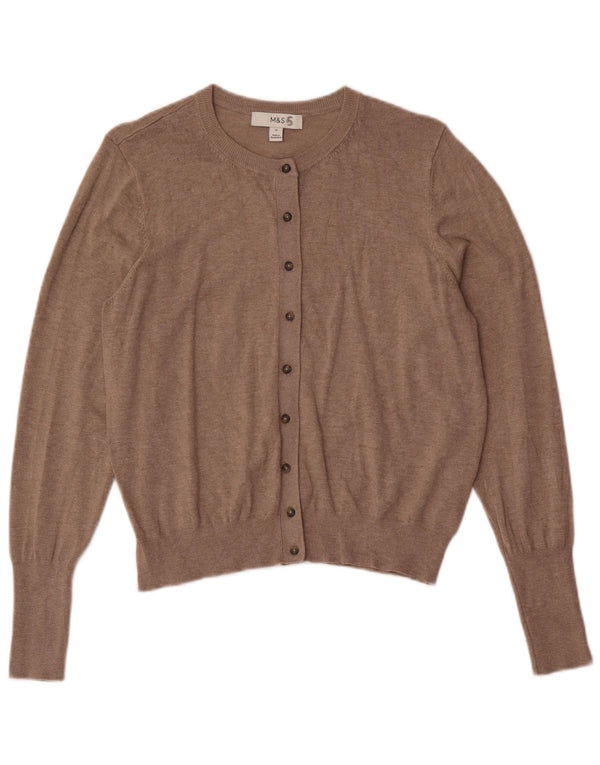Suéter cardigã feminino Marks & Spencer Reino Unido 16 grande viscose marrom