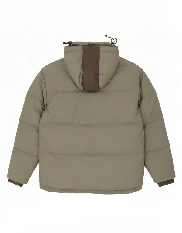 Jaqueta acolchoada com capuz masculino Fila UK 40 grande poliéster colorblock verde