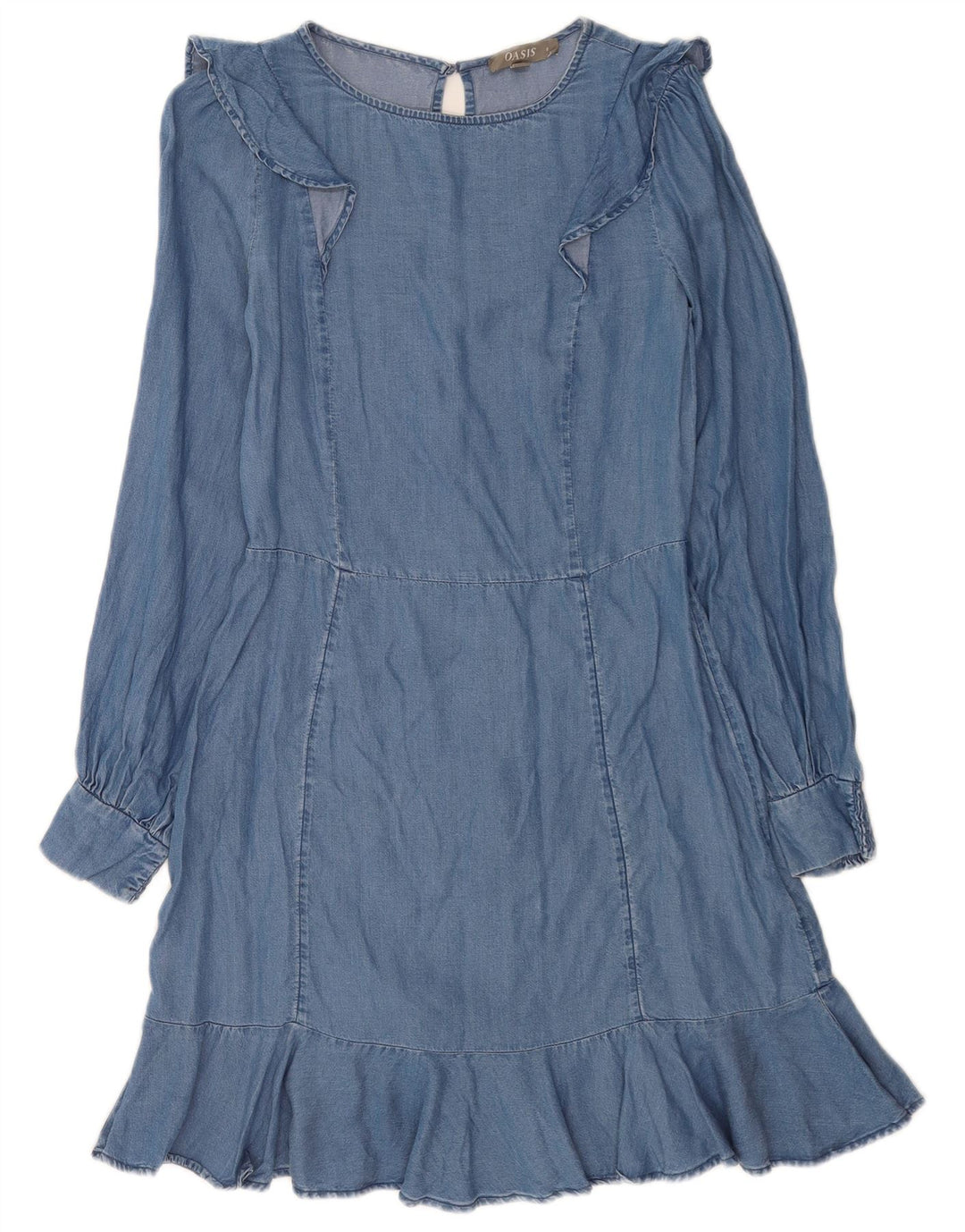 Vestido jeans feminino Oasis Reino Unido 8 pequeno azul Lyocell