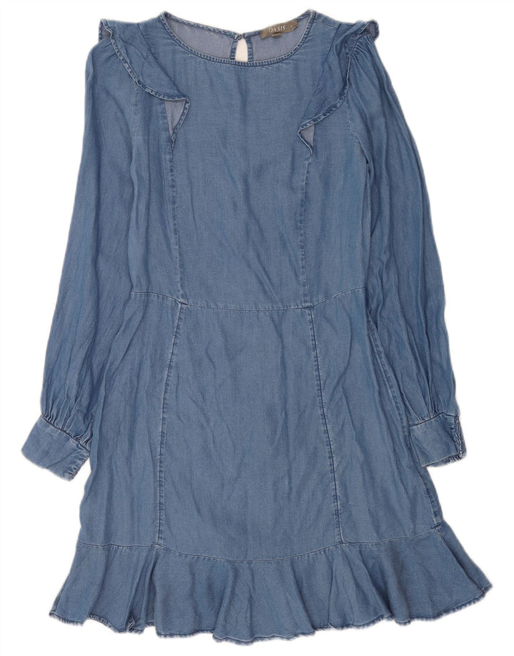 Vestido jeans feminino Oasis Reino Unido 8 pequeno azul Lyocell
