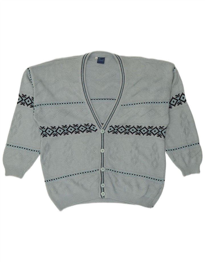 Suéter cardigã masculino Mr. Forrest XL algodão geométrico azul