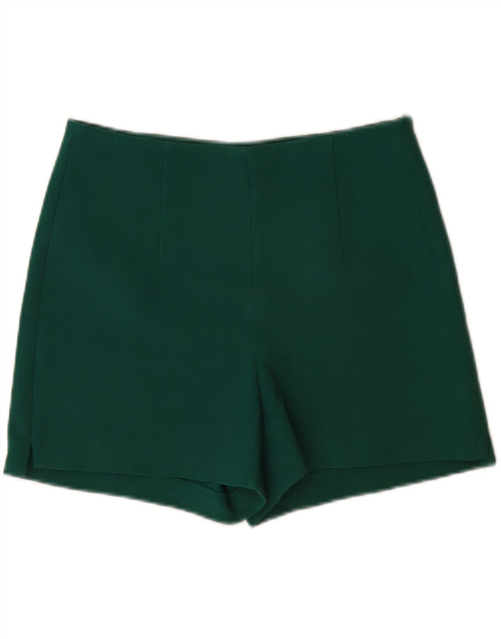 Zara Shorts feminino cintura alta casual médio W28 poliéster verde
