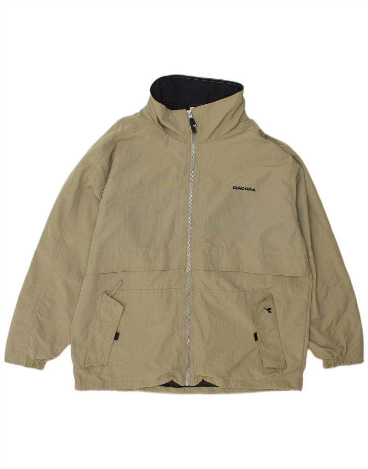 Jaqueta de chuva masculina Diadora com capuz UK 38 médio cáqui poliamida