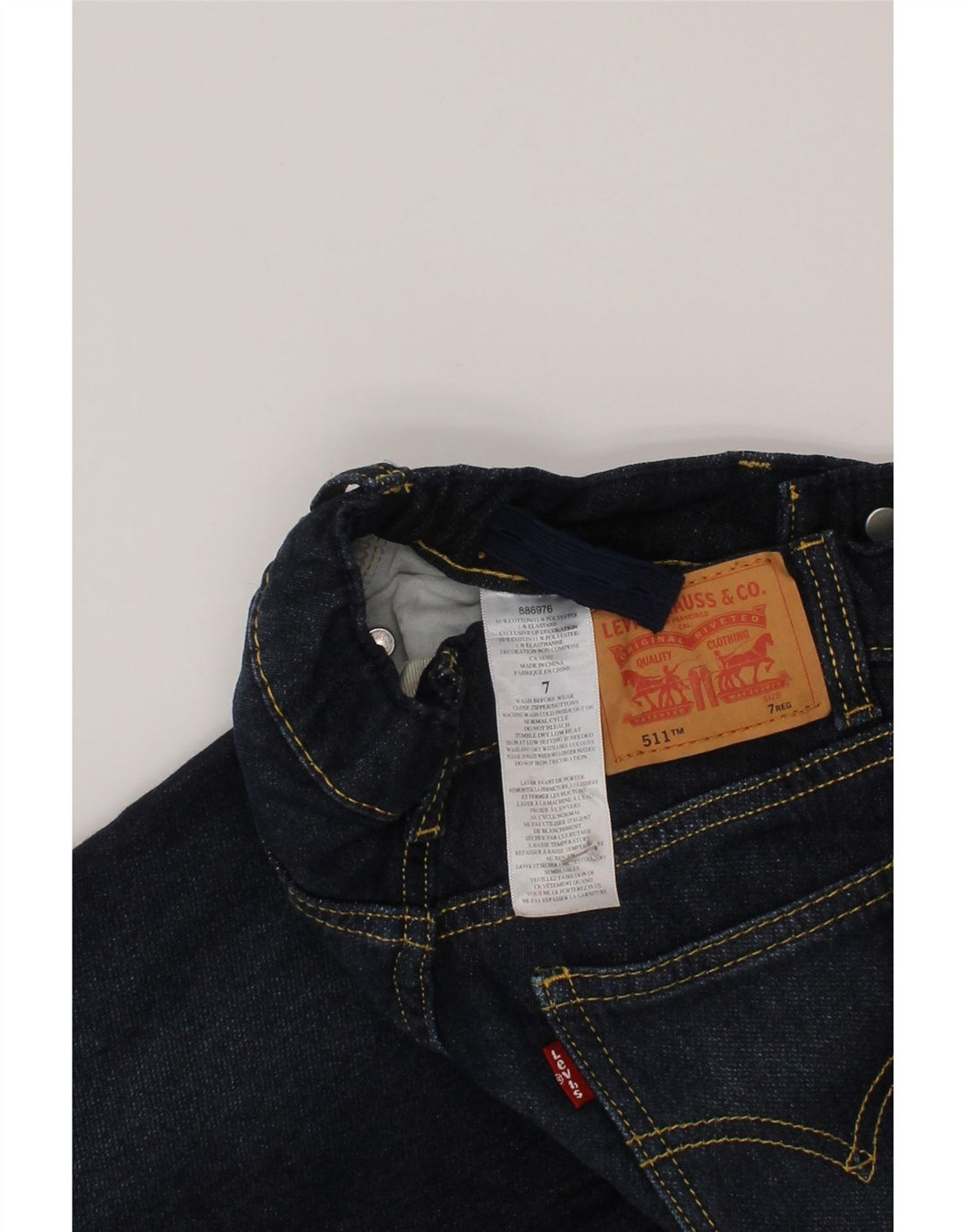 Levi's Boys 511 Slim Jeans 6-7 Anos W24 L22 Azul Algodão