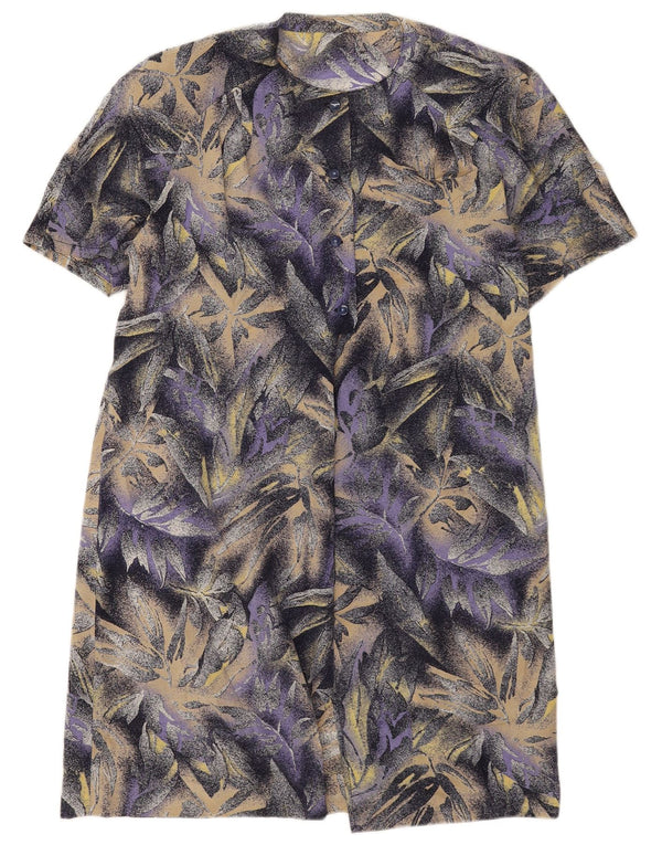 Vestido feminino vintage UK 14 médio roxo floral