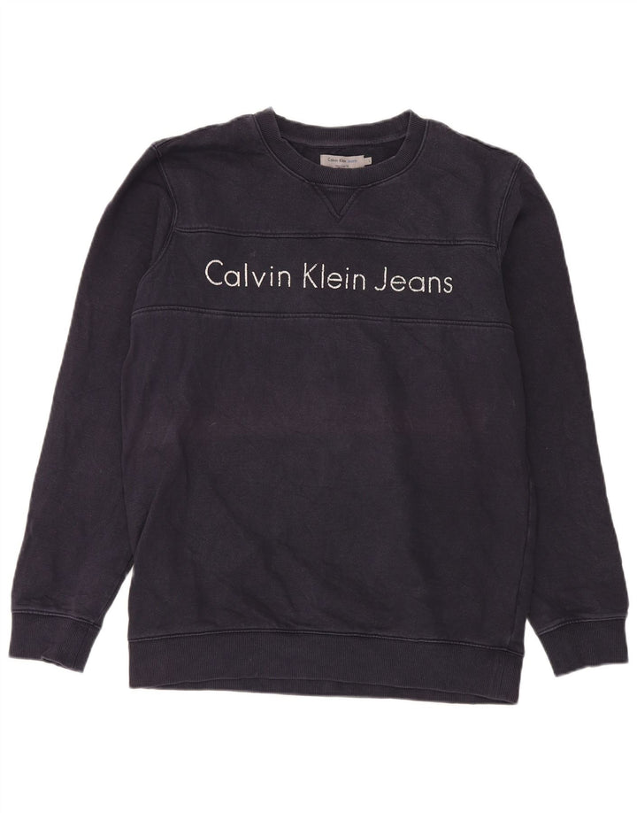 Calvin Klein Jeans moletom gráfico masculino jumper grande azul marinho