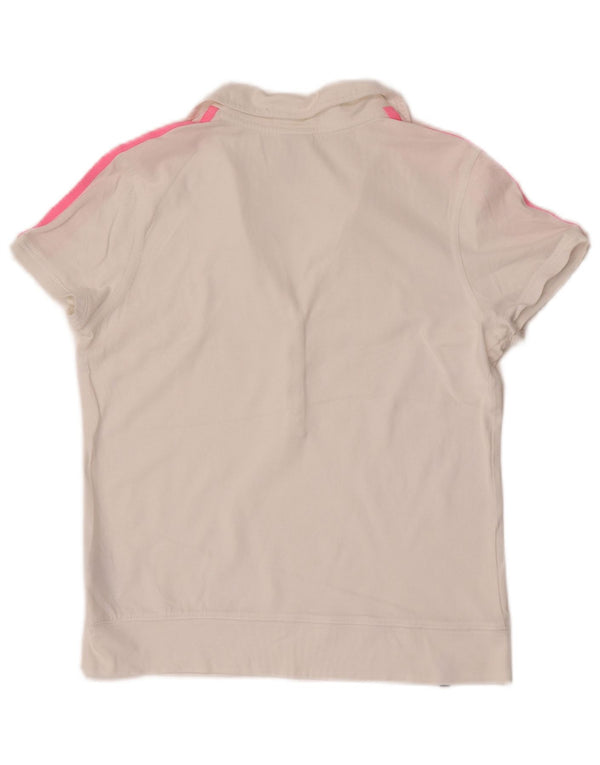 Adidas Womens Graphic Polo Shirt UK 14 Medium White Cotton