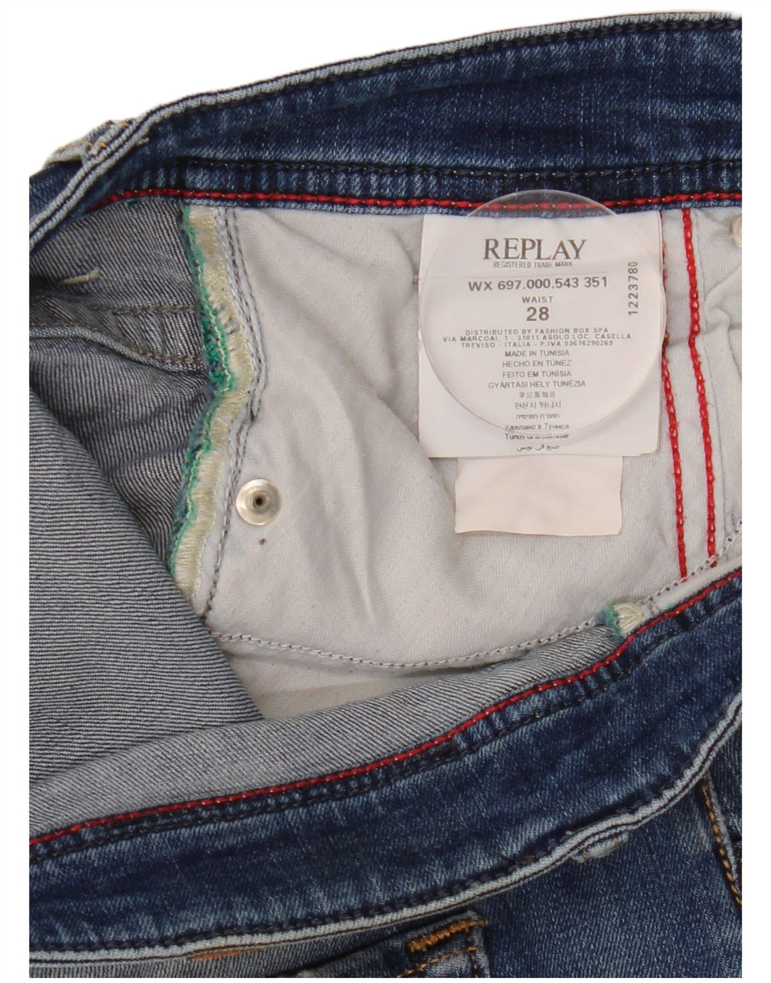 Shorts jeans feminino Replay W28 algodão azul médio