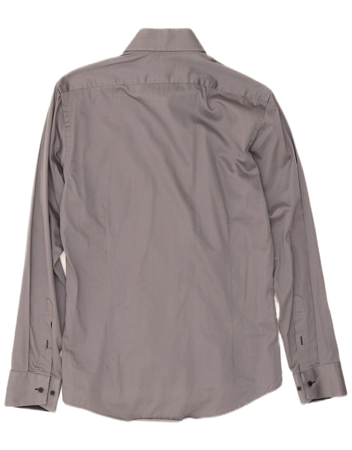Camisa masculina Jules Slim Fit tamanho 39/40 algodão cinza médio
