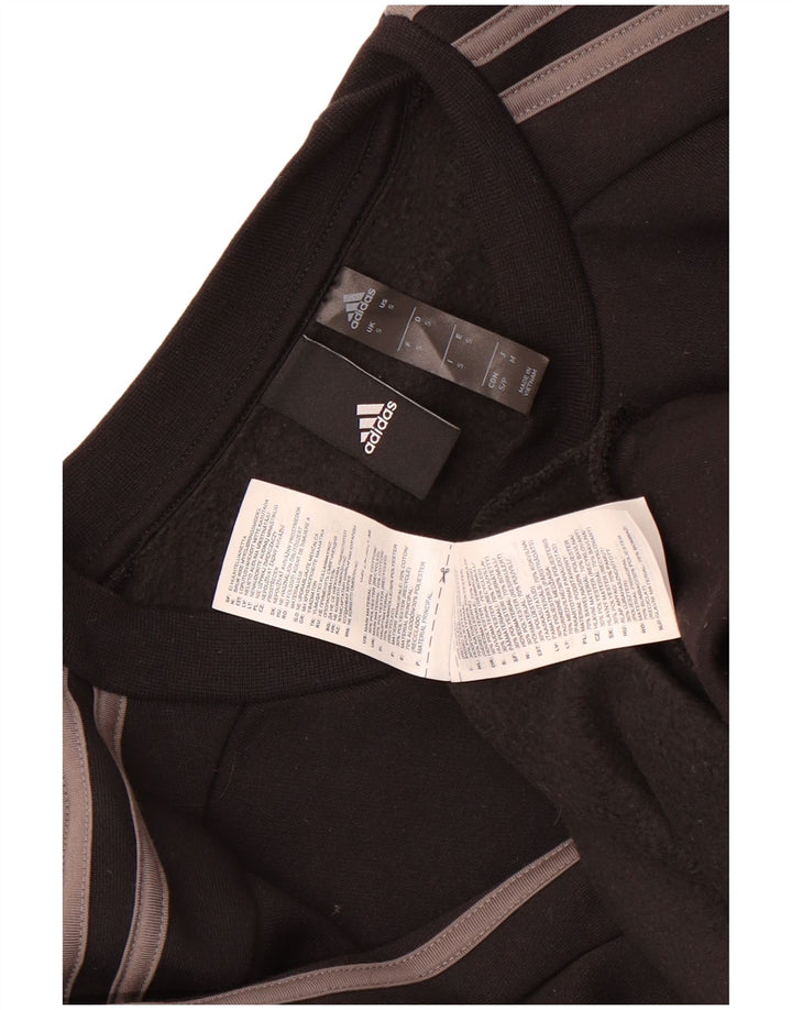Adidas Mens Moletom Jumper Pequeno Algodão Preto